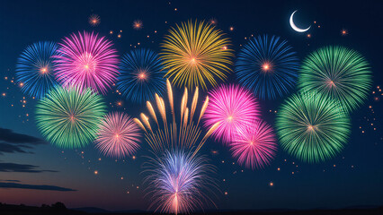 fireworks on the night sky