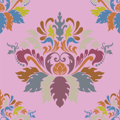 Vector illustration of Abstract Seamless pattern, classic flowers and leaves