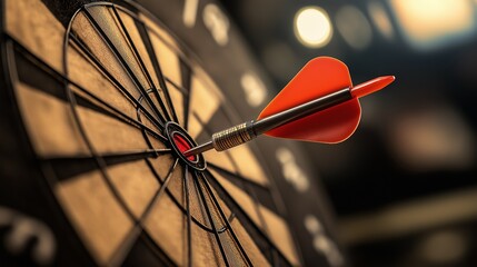 Dart on a dartboard, hitting target, success and inspiration concept