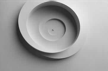 Top view of layered white concentric circles creates a sense of depth and minimalist geometric composition with soft shadows and highlights.