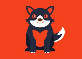 Playful pup illustration: A cute illustration of a pup, sitting. The pup is an abstract design, ready for any project 