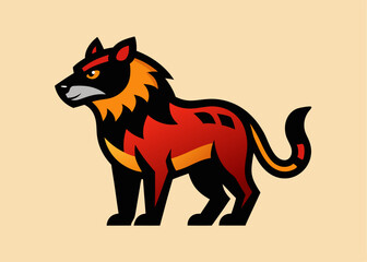 Fototapeta premium Mystical Beast Illustration: A striking illustration of a stylized creature, possibly a lion or a similar feline, rendered in bold graphic style. The artwork conveys a sense of mythical grandeur.