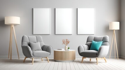 Cozy room interior, two chairs and a table in welllit space two