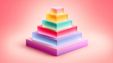 Vibrant stack of colorful cubes on pink, a playful and cheerful image for design projects