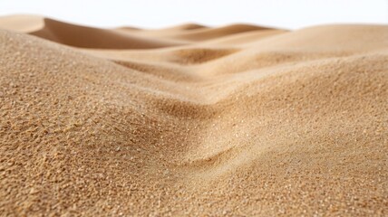 Sand beach Isolated on white background. Pile desert sand. Texture summer desert vacation, hot summer.