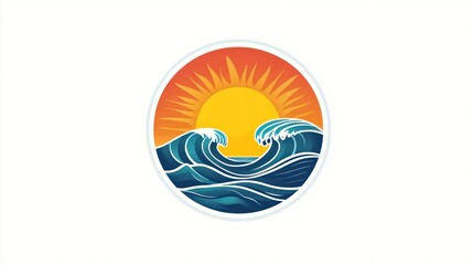 Obraz premium Sunrise Ocean Waves Graphic