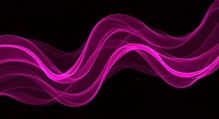 Magenta Wave Abstract Background with Gentle Flowing Lines and Dark Backdrop