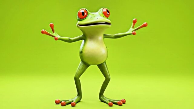 Expressive Cartoon Frog with Big Orange Eyes