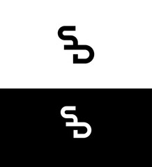 Modern Monogram Logo Design Intertwined SD Letters, Black, White