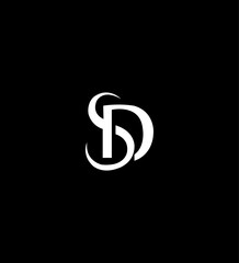 Elegant SD or DS Monogram Logo Design White Letters, Black Background