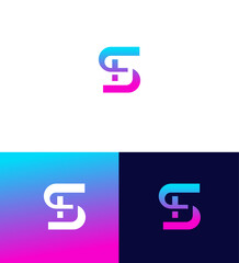 Modern Gradient Letter FS or SF Logo Design, Medical Plus Sign