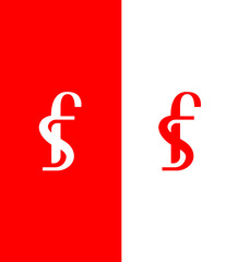 Interlocked Red White Letters FS or SF Logo Design Brand Identity