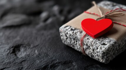 Obraz premium Wrapped gift with a red heart