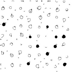 Playful Abstraction: A Whimsical Arrangement of Hand-Drawn Fruit and Circles