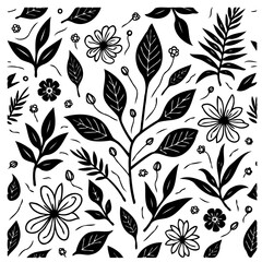 Botanical pattern with floral motifs, minimalist design for fabric and backgrounds