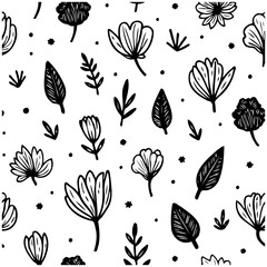 Elegant hand-drawn floral pattern featuring a delicate array of botanical elements