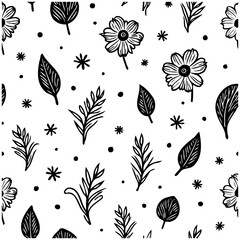 Elegant botanical vector pattern featuring floral and foliage designs, suitable for various backgrounds