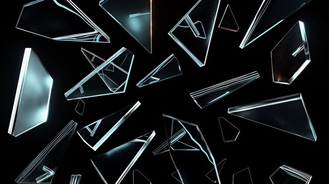 Shattered Glass Shards Graphic on Black Background