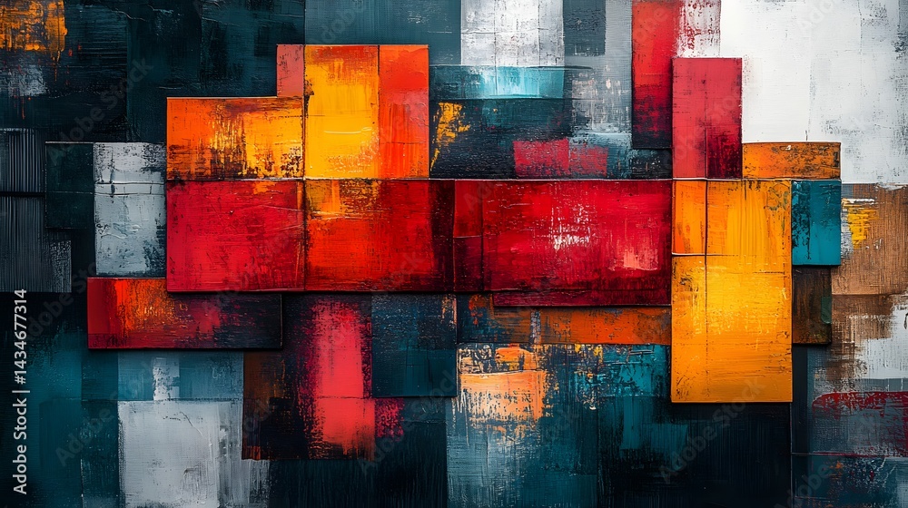 Aufkleber A modern abstract artwork featuring dynamic color blocks creating depth and texture. Perfect for backgrounds and creative projects. Add visual interest with this vibrant Abstract Medical Background