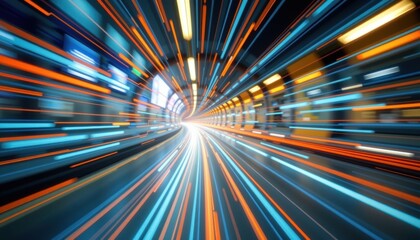 Fototapeta premium High speed internet data flow visualized with motion blur lines and light trails