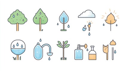 Nature Water Cycle Illustrations