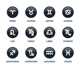 vector icons of 12 zodiac signs. constellation, astrology, symbol