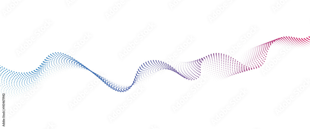 Fototapete flowing dot wave halftone gradient pattern on transparent background