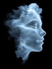 Ethereal Smoke Forms A Serene Female Face