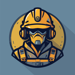 Cybernetic Construction Worker Avatar: Yellow Hard Hat & Safety Gear