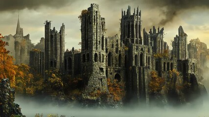 Abandoned cityscape ruins decayed structures