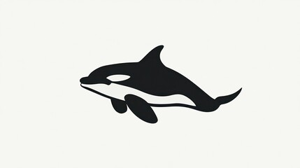Fototapeta premium Orca silhouette against plain background