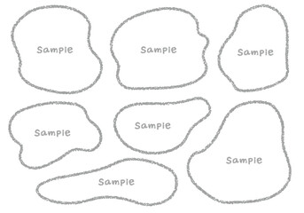 手描きのクレヨン素材　ラフな形のフレームセット
