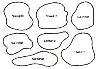 手描きのクレヨン素材　ラフな形のフレームセット