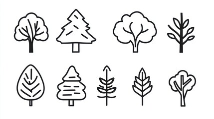 Simple Tree Line Icons Collection (1)