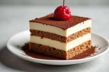 Elegant tiramisu, rich chocolate dusting, creamy texture , recipe, texture, close-up