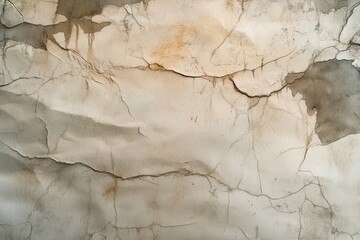 Fototapeta premium Damaged, weathered plaster surface with deep cracks.