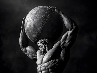 Atlas: Monochromatic Sculpture of Strength and Burden