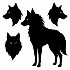 Obraz premium A vector illustration features a set of animal silhouettes including dog and cat icons in a clean design