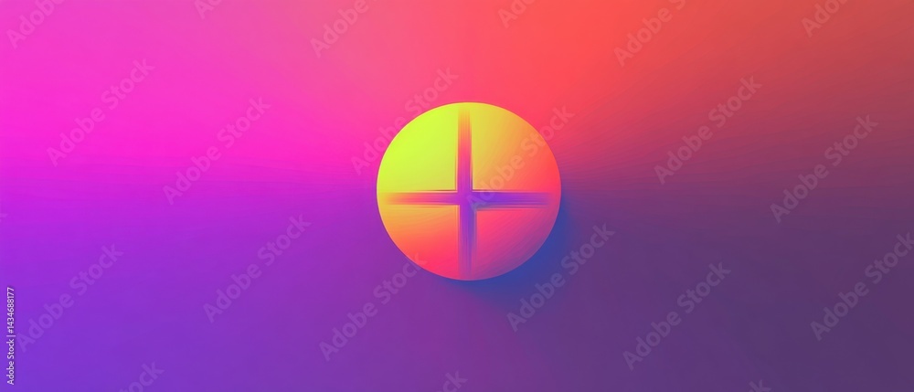 Wall mural abstract gradient background with vibrant colors and geometric plus sign in the center, creating a m