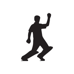 Cricket Bowler Silhouette Icon Design for Sports Branding and Illustration

