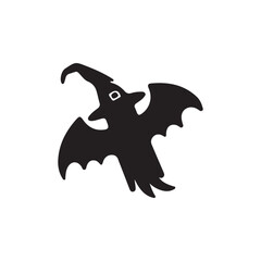 Witch Bat Silhouette Flying Halloween Vector Illustration


