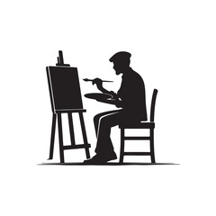 Artist Painting Icon - Silhouette of Painter Creating Art on Canvas