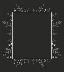 Floral Frame Template Elegant dark background with a delicate white floral border
