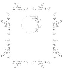 Obraz premium Floral Frame Template Elegant background with a delicate black floral border