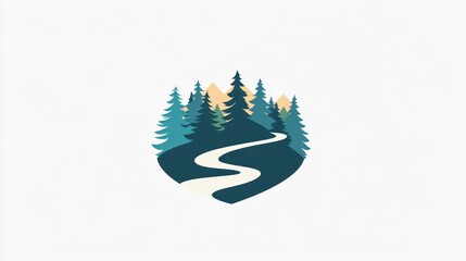 Forest path, mountain scenery, logo design