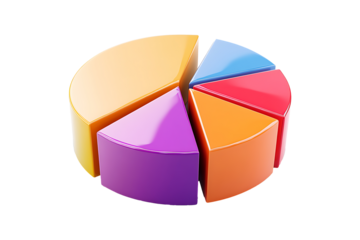 100 pie chart isolated on transparent background