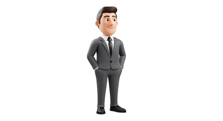 Fototapeta premium Confident Cartoon Businessman: A 3D Rendered Illustration