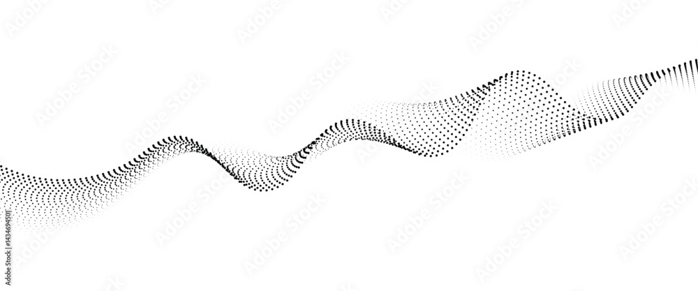 Leinwandbilder Flowing Dot Wave halftone gradient pattern on transparent background	
