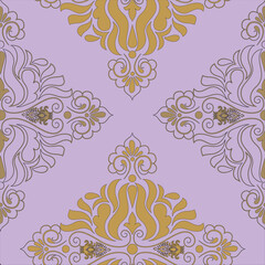 Vector illustration of Abstract Seamless pattern, classic flowers and leaves