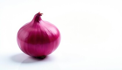 Single red onion, vibrant color, clean white background, color, produce, one